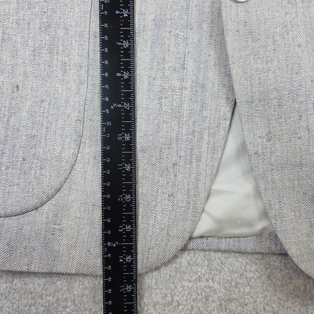 House of Darby Ltd Mens 36R Oatmeal Blue Fleck 100% Silk VTG Sport Coat Blazer